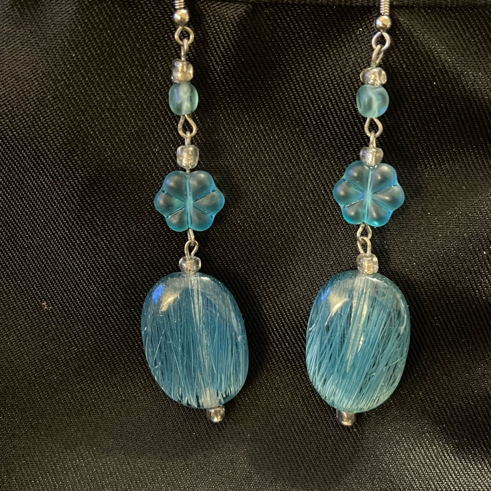 Elegant Blue Beaded Earrings